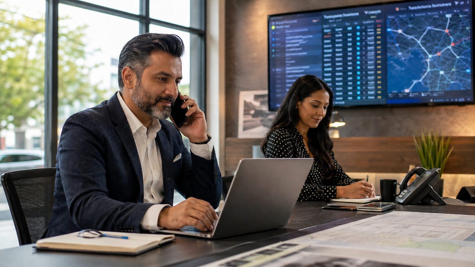 Manchester Airport Chauffeur operations office coordinating pre-booked airport transfers and executive chauffeur journeys