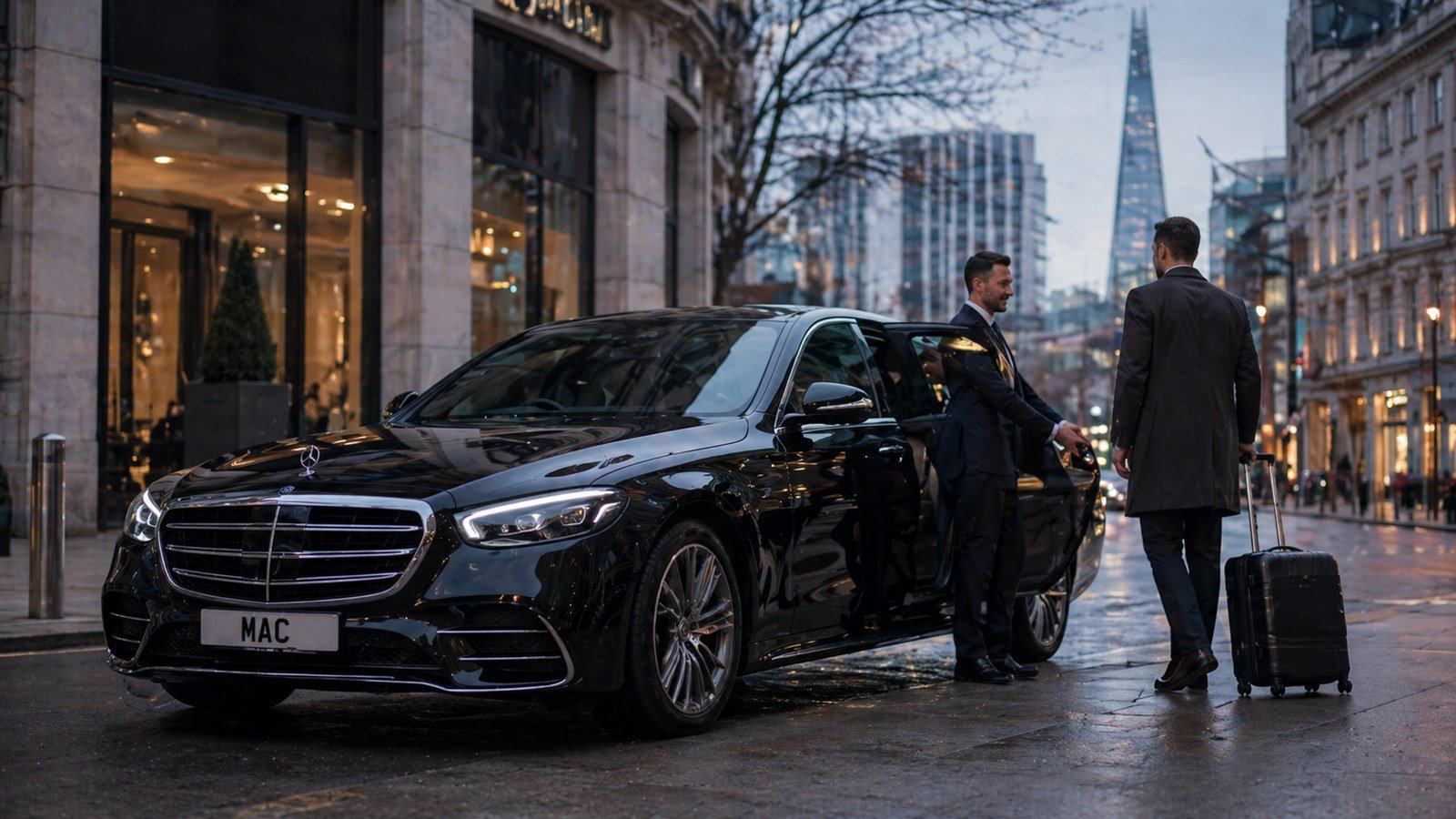 Manchester Airport to London chauffeur travel by executive Mercedes