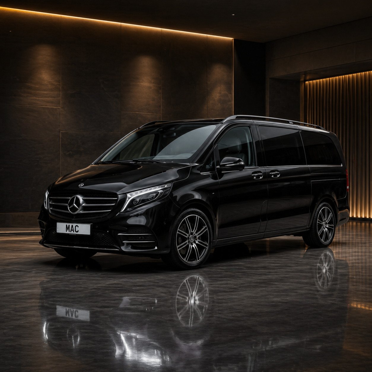 Mercedes V-Class Chauffeur Hire MPV prepared for airport luggage and executive group travel