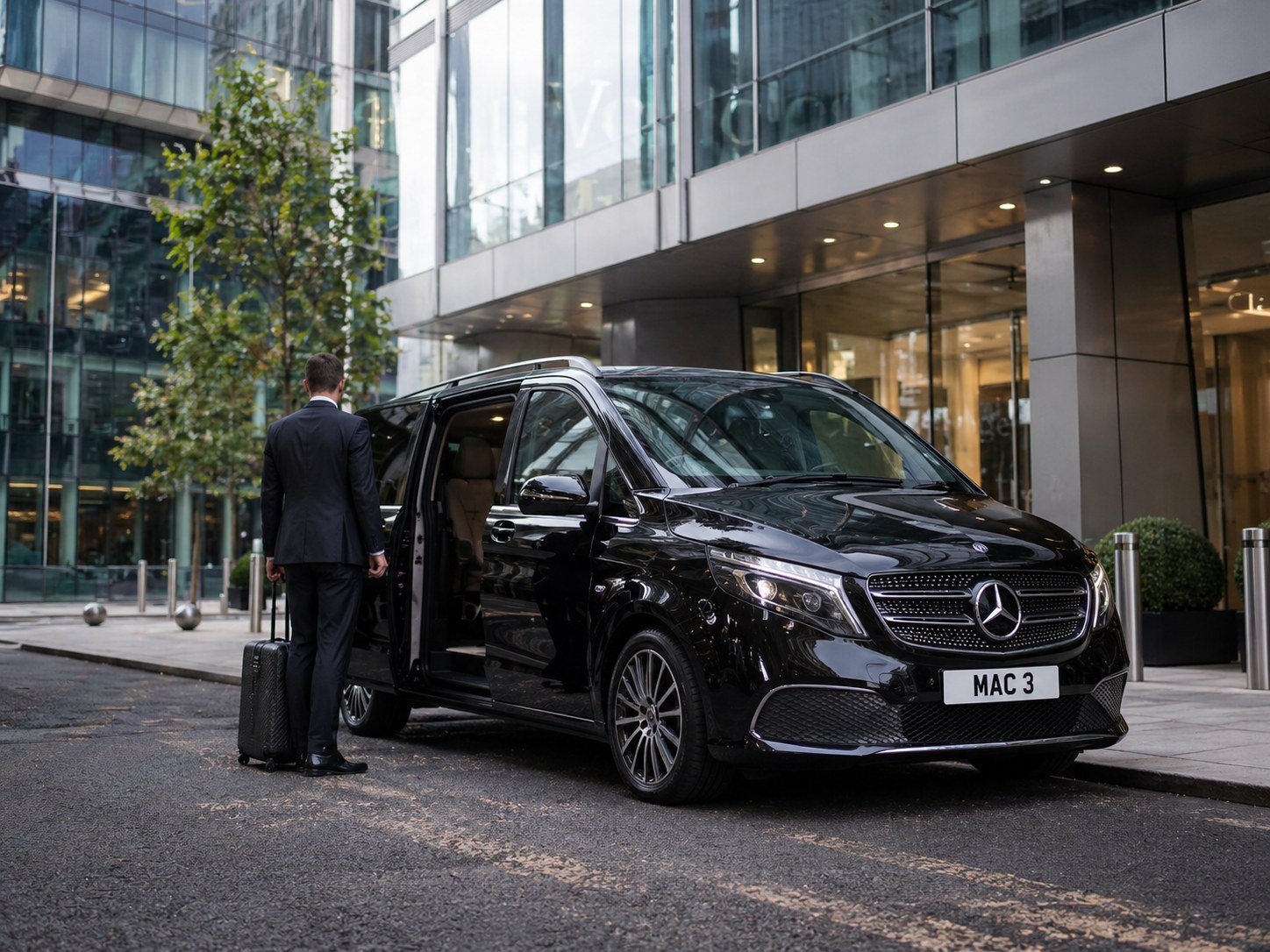 Multi-Day Chauffeur Hire using a black Mercedes V-Class for a business itinerary across Manchester, Liverpool, Leeds and the North of England