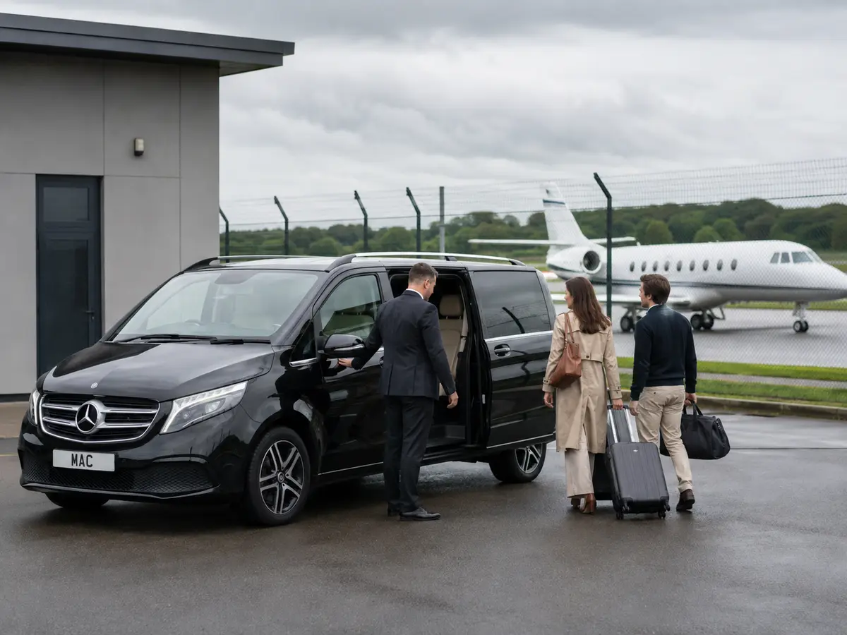 MAC Mercedes arranged for a private-aviation chauffeur collection before travel to Lake District
