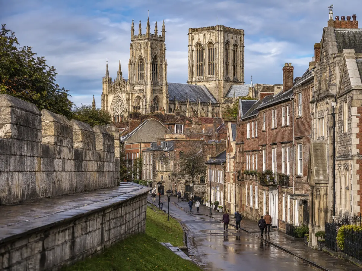 York Minster and York city walls in the historic centre